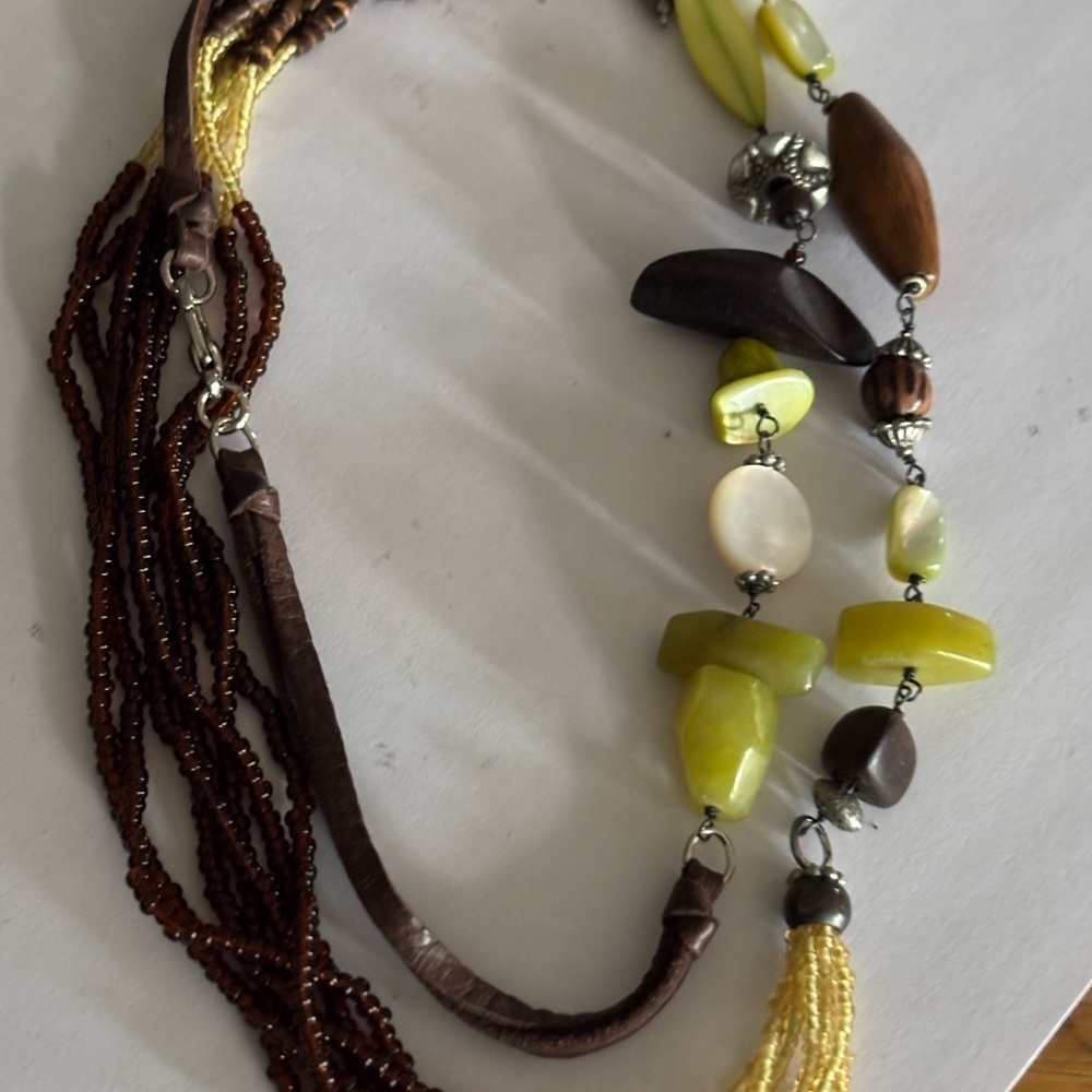 Vintage glass wood bead chain multi-strand necklace
34” - Picture 6 of 7